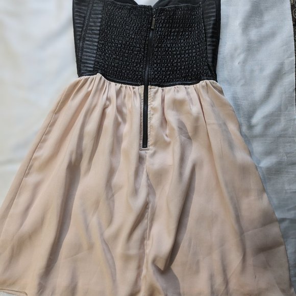 Black Faux Leather, Peach/Beige, Strapless, Dress. Size S. - Picture 5 of 7
